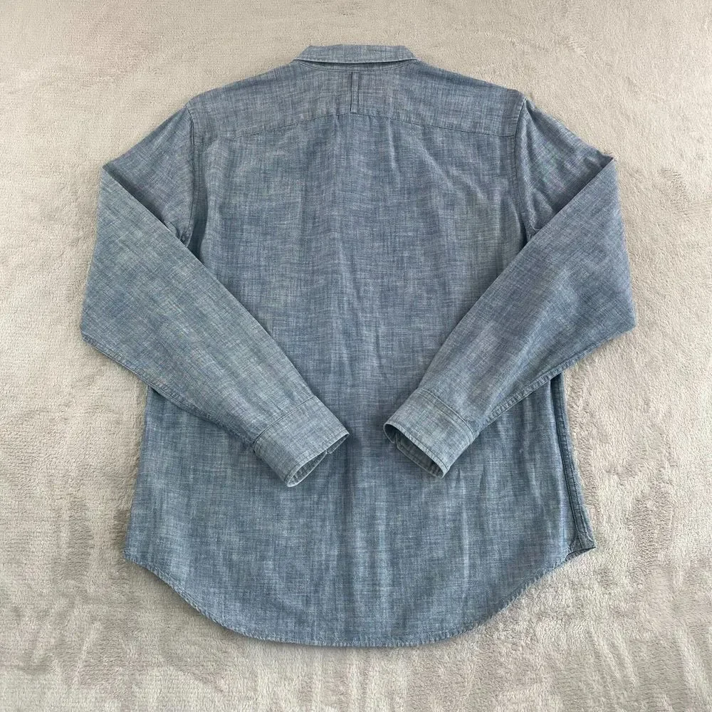Banana Republic Shirt Men Large Blue Chambray Grant Fit Long Sleeve‎ Preppy